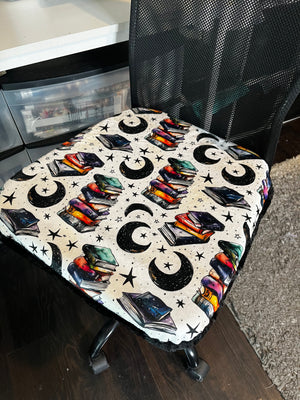 Night Book Stacks/ Caviar Hide Zippered Seat cushion cover with foam insert