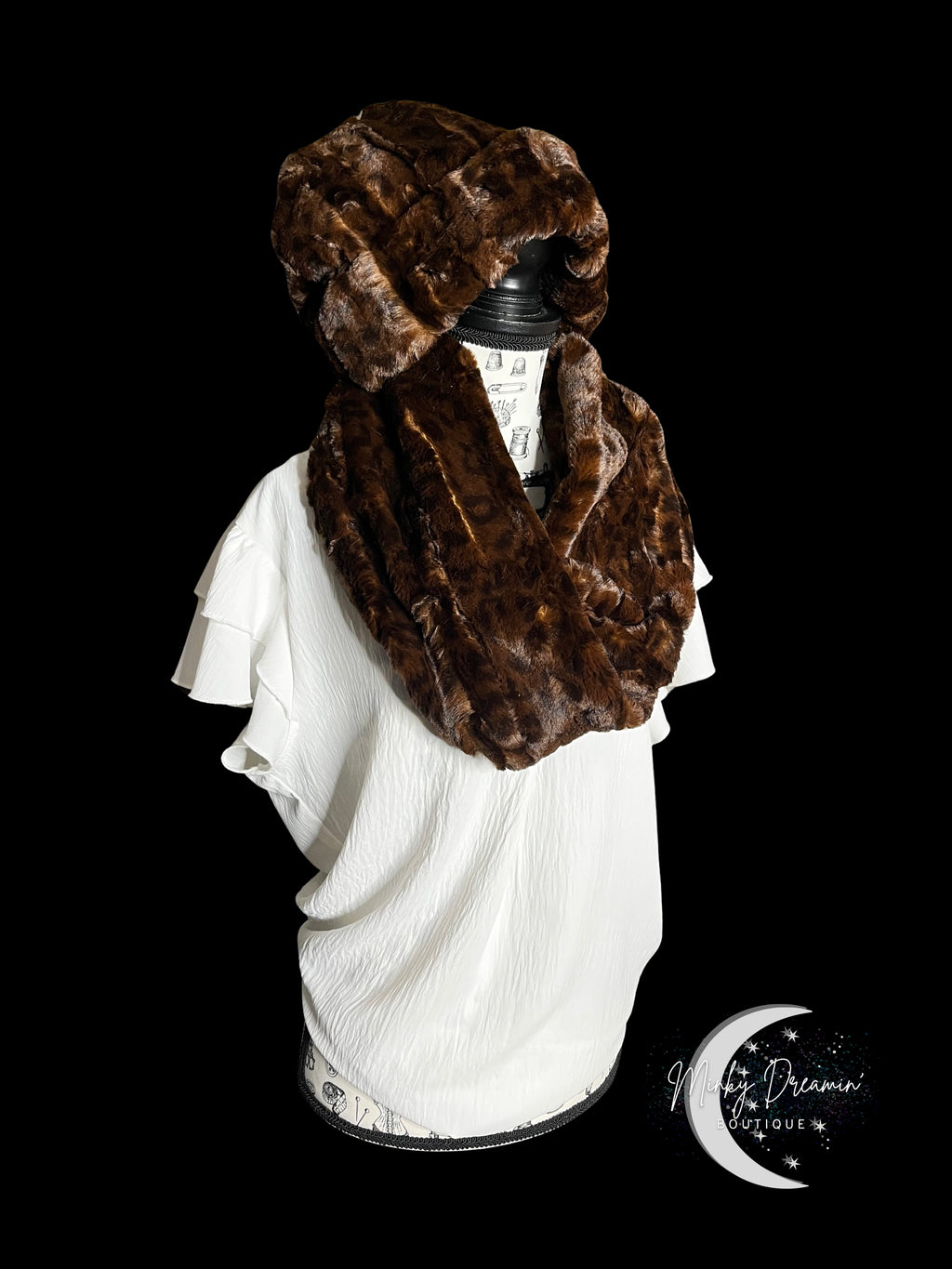 Mahogany Jaguar Beanie Cap & Infinity Scarf Set