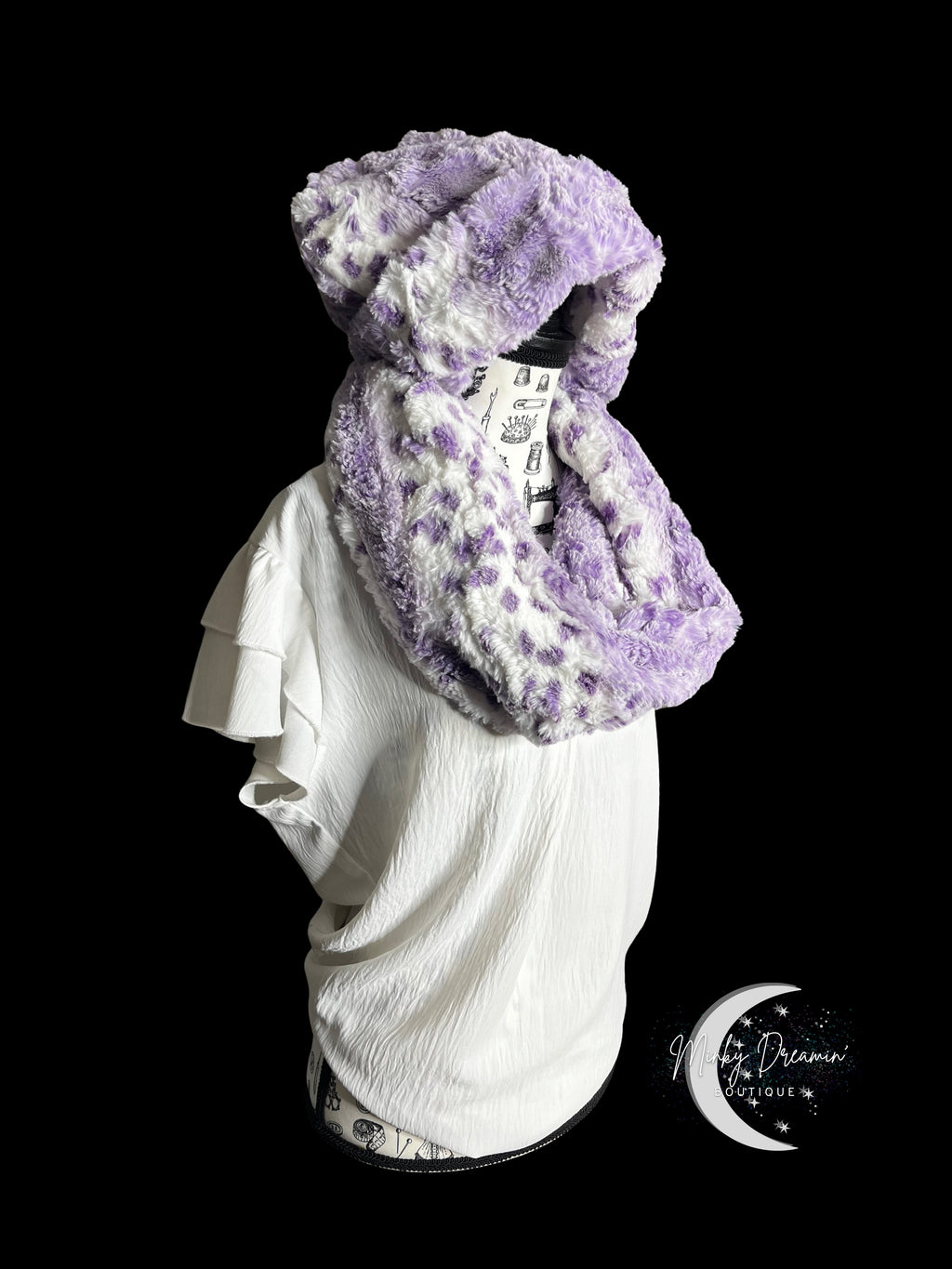 Ice Lavender Wild Lynx Beanie Cap & Infinity Scarf Set