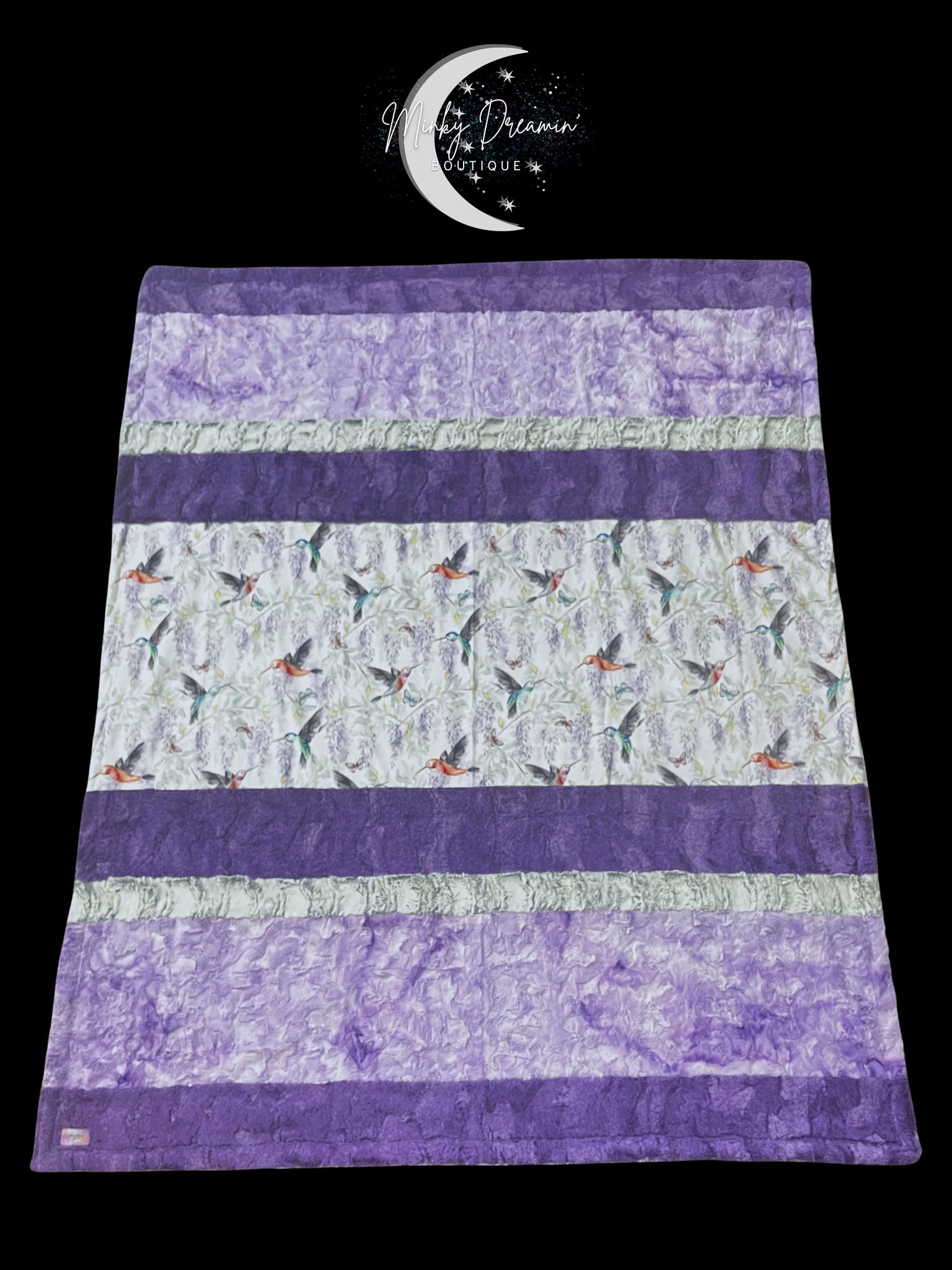 Wisteria Hysteria Strip Minky/Ice Blue New York